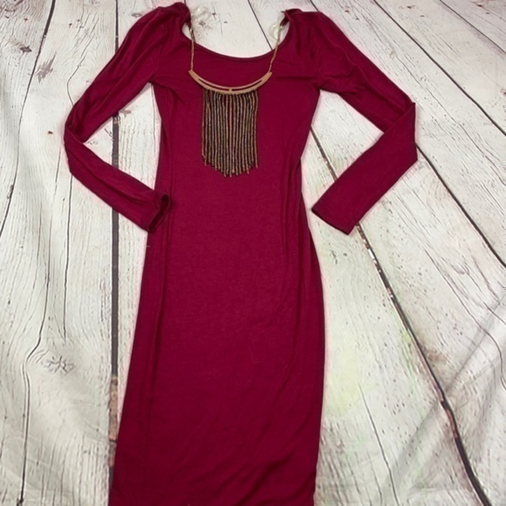 NWT midi maroon ling sleeve dress Fio Fio small